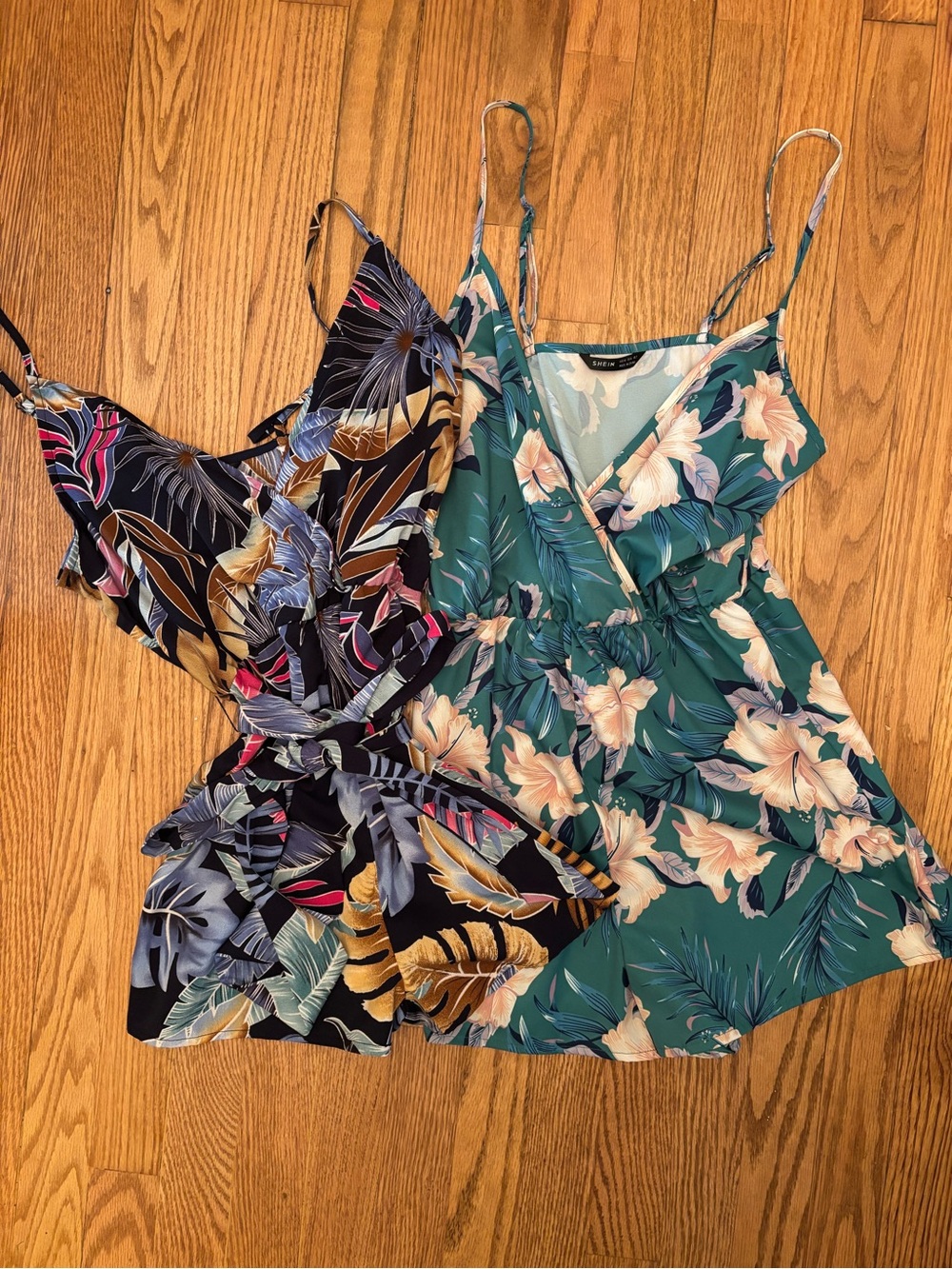 SHEIN tropical white rompers- bundle of 2-XS